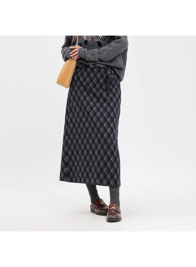 XINYANG Plaid Skirt 2025 Autumn Winter Elastic Waist High Waist Literary Retro Slimming Midi Skirt - Image 5