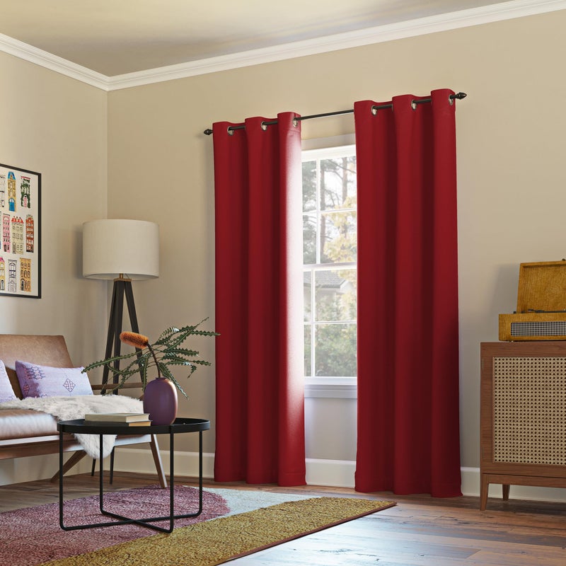 Sun Zero Easton Energy Saving Blackout Grommet Curtain Panel, 40" x 84", Red - Image 4