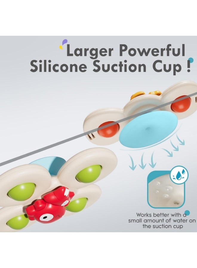 Meetion 3PCS Suction Cup Spinner Toys for 1 Year Old Boy Girl|Spinning Top Infant Sensory Toys for Toddlers|1 2 Year Old Boy Christmas Birthday Gift|Baby Bath Toy Stocking Stuffers for Kids Ages 1-3 - Image 3