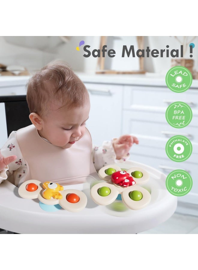 Meetion 3PCS Suction Cup Spinner Toys for 1 Year Old Boy Girl|Spinning Top Infant Sensory Toys for Toddlers|1 2 Year Old Boy Christmas Birthday Gift|Baby Bath Toy Stocking Stuffers for Kids Ages 1-3 - Image 4