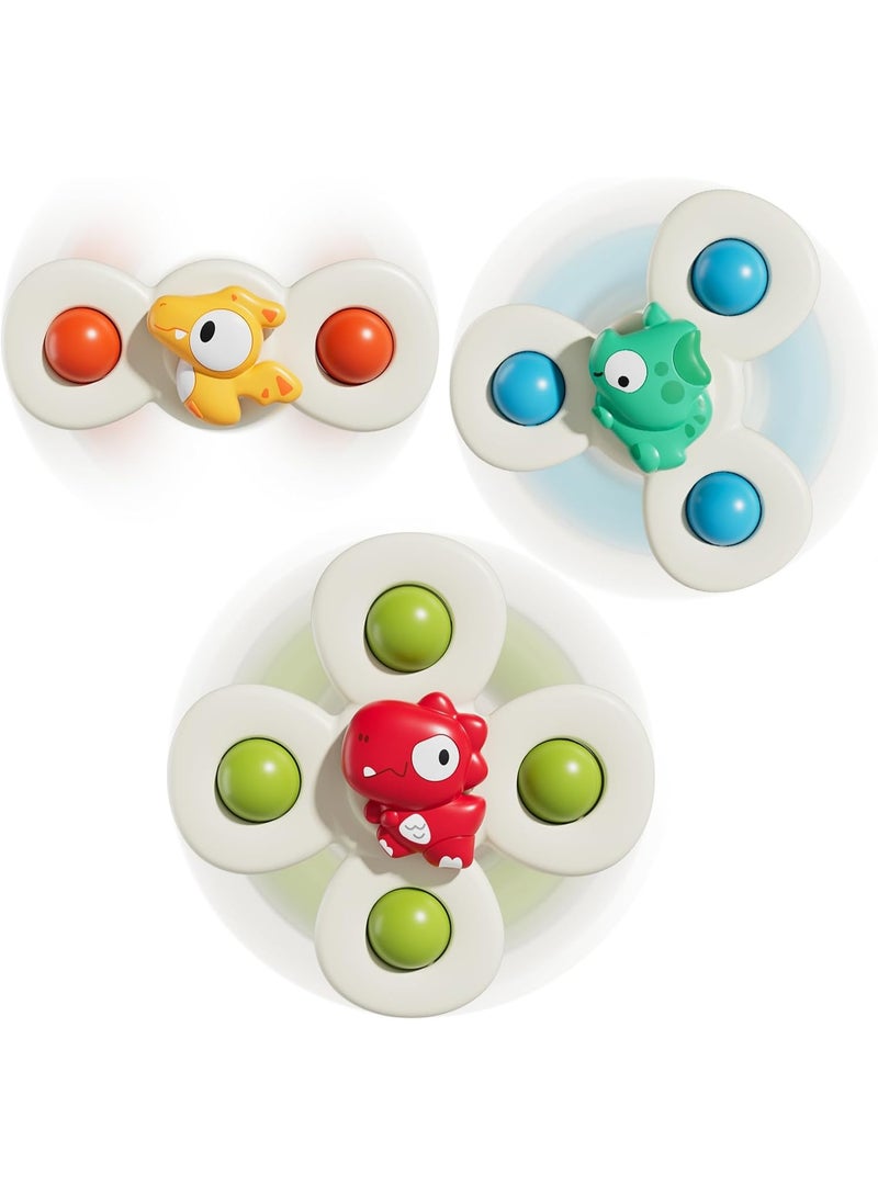 Meetion 3PCS Suction Cup Spinner Toys for 1 Year Old Boy Girl|Spinning Top Infant Sensory Toys for Toddlers|1 2 Year Old Boy Christmas Birthday Gift|Baby Bath Toy Stocking Stuffers for Kids Ages 1-3 - Image 1
