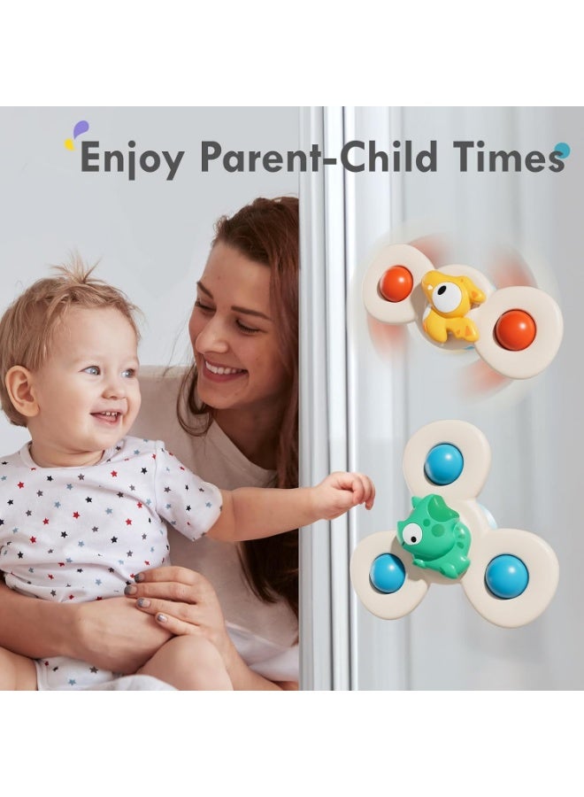 Meetion 3PCS Suction Cup Spinner Toys for 1 Year Old Boy Girl|Spinning Top Infant Sensory Toys for Toddlers|1 2 Year Old Boy Christmas Birthday Gift|Baby Bath Toy Stocking Stuffers for Kids Ages 1-3 - Image 5
