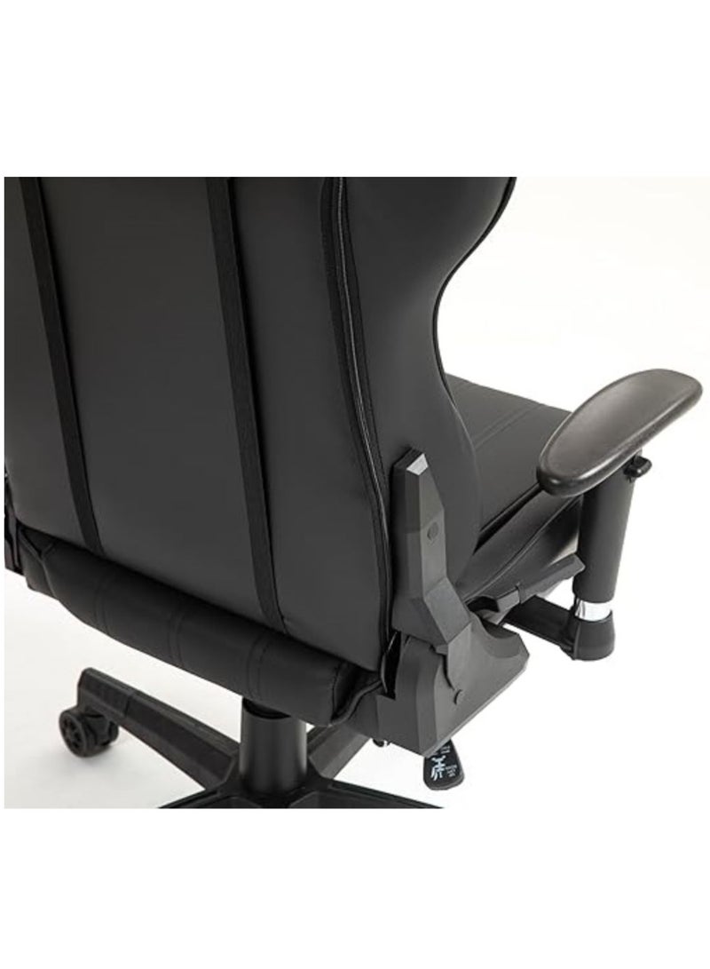 SKY-TOUCH Ergonomic Gaming Chair, Reclining with Headrest, Footrest, and Lumbar Support, Adjustable Armrests, PU Leather, Height Adjustable, 360° Swivel, 54x52x132cm, Black（New upgrade)  - Image 5
