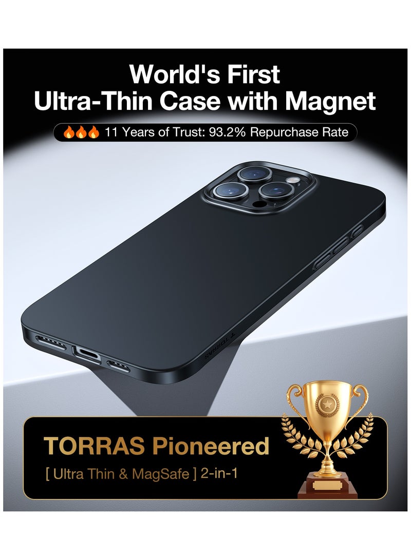TORRAS Magnetic Slim Fit for iPhone 16 Pro Case 6.3 inch, Ultra-Thin 16 Pro Case Compatible with MagSafe, Lightweight Matte Anti-Scratch Hard PC Cover Phone Case for iPhone 16 Pro OriginFit, Black Black - Image 4