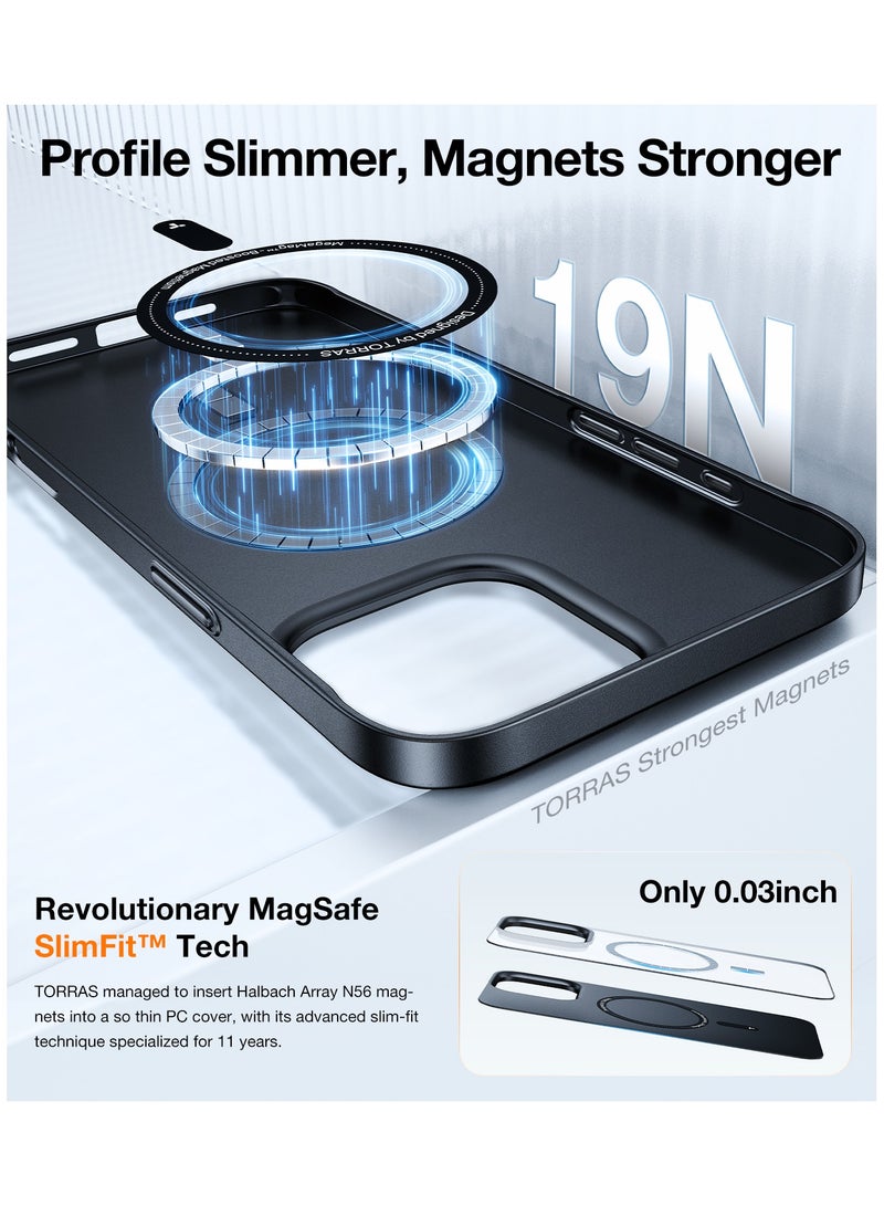 TORRAS Magnetic Slim Fit for iPhone 16 Pro Case 6.3 inch, Ultra-Thin 16 Pro Case Compatible with MagSafe, Lightweight Matte Anti-Scratch Hard PC Cover Phone Case for iPhone 16 Pro OriginFit, Black Black - Image 5