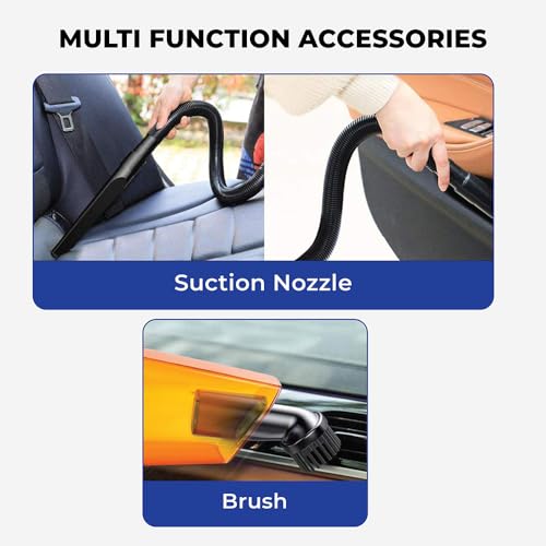 myTVS Pull Max High-Power Car Vacuum Cleaner, 100W Powerful Suction | 12V DC Portable Handheld Vacuum Wet & Dry Cleaning | Washable HEPA Filter | Multiple Accessories for Deep Cleaning, Long Wire TI-5 - Image 2