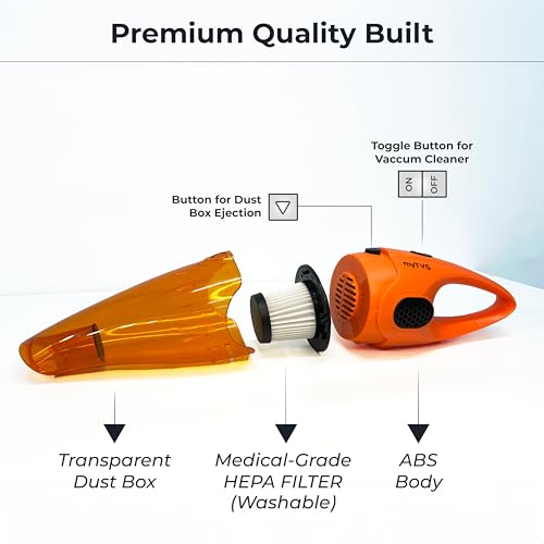 myTVS Pull Max High-Power Car Vacuum Cleaner, 100W Powerful Suction | 12V DC Portable Handheld Vacuum Wet & Dry Cleaning | Washable HEPA Filter | Multiple Accessories for Deep Cleaning, Long Wire TI-5 - Image 4