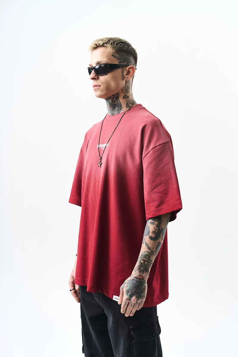 ريسباير تي شيرت رجالي مقاس كبير (Oversize) بطبعة "Unfuckwithable"، خمري