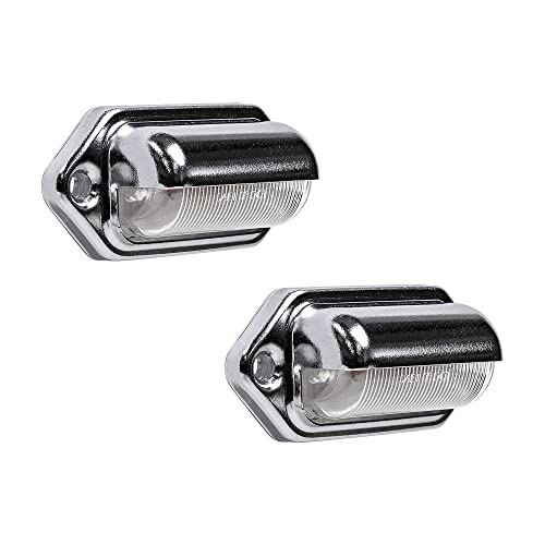ONLINE LED STORE TRUE MODS 2pc Chrome Boat Trailer LED License Plate Lights [DOT FMVSS 108] [SAE L] [Surface Mount] [Waterproof] [12V DC] Universal Courtesy Step Tag Lamp for Auto Work Utility Flat Bed Semi Truck RV - Image 1