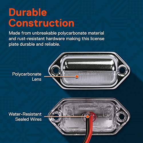 ONLINE LED STORE TRUE MODS 2pc Chrome Boat Trailer LED License Plate Lights [DOT FMVSS 108] [SAE L] [Surface Mount] [Waterproof] [12V DC] Universal Courtesy Step Tag Lamp for Auto Work Utility Flat Bed Semi Truck RV - Image 2