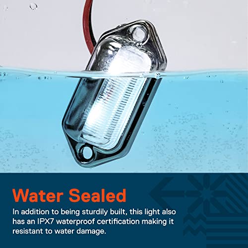 ONLINE LED STORE TRUE MODS 2pc Chrome Boat Trailer LED License Plate Lights [DOT FMVSS 108] [SAE L] [Surface Mount] [Waterproof] [12V DC] Universal Courtesy Step Tag Lamp for Auto Work Utility Flat Bed Semi Truck RV - Image 3