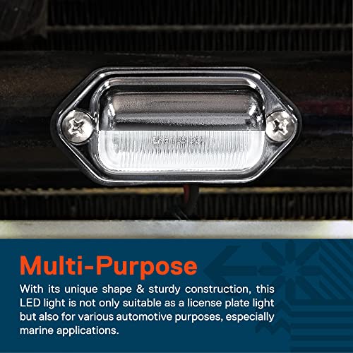 ONLINE LED STORE TRUE MODS 2pc Chrome Boat Trailer LED License Plate Lights [DOT FMVSS 108] [SAE L] [Surface Mount] [Waterproof] [12V DC] Universal Courtesy Step Tag Lamp for Auto Work Utility Flat Bed Semi Truck RV - Image 4