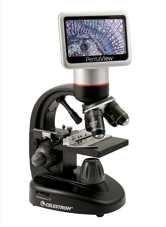 Celestron – PentaView LCD Digital Microscope– Biological Microscope with a Built-In 5MP Digital Camera – Adjustable Mechanical Stage –Carrying Case and 4GB Micro SD Card  - Image 1