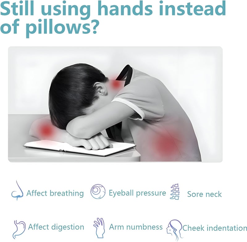 DeskDream - Portable nap pillow for work or school environments, combining soft rebound foam, breathable fabric, and ergonomic contour to ease neck pressure and enhance comfort Color as shown - Image 4