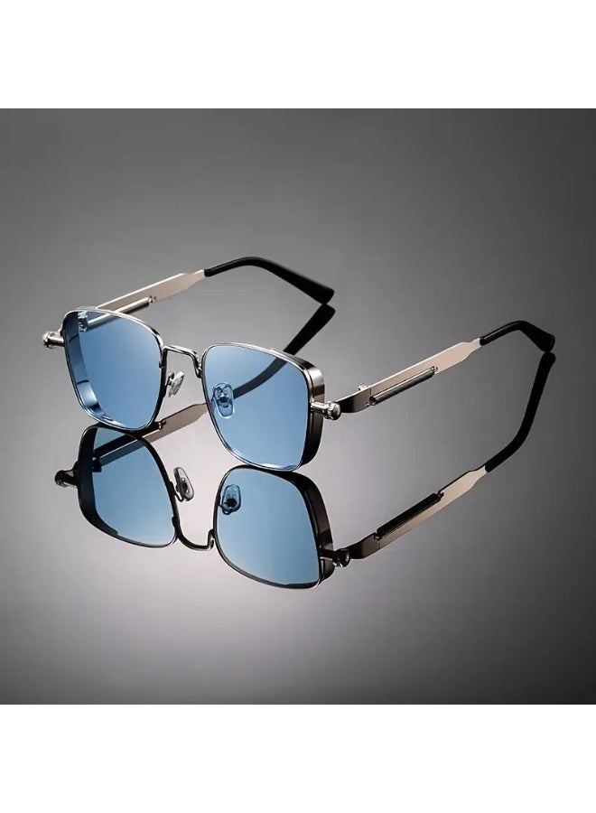Metal Retro Square Steampunk Sunglasses with UV400 Protection - Image 1