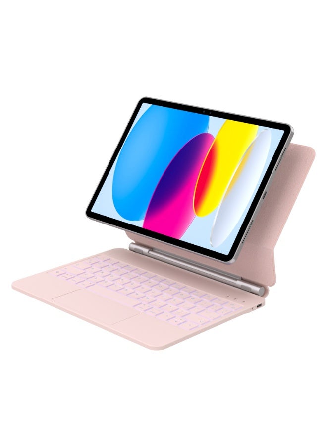GREEN LION Wireless Magic Keyboard Case with High sensitivity touchpad & Foldable and portable / Easy to fold and carry / 7 colors light modes / Pencil holder / Battery capacity 500mAh / Charging port Type-C - Pink - Image 1
