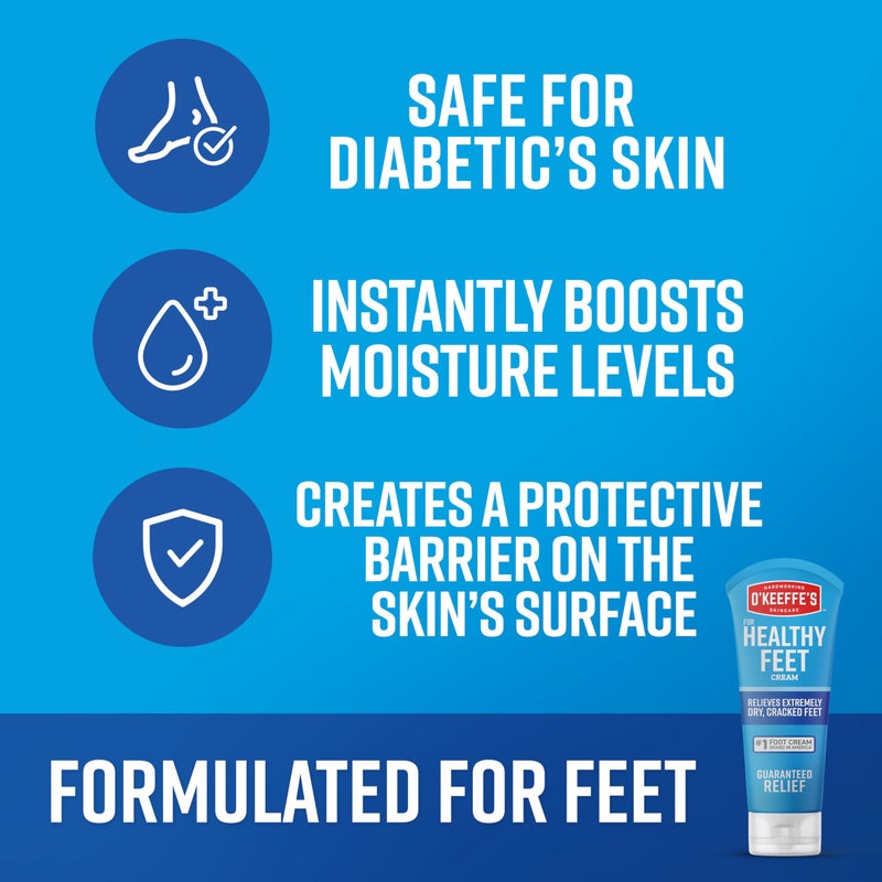 O'Keeffe's for Healthy Feet Foot Cream - 3 oz Tube (2 Pack) - Guaranteed Relief for Extremely Cracked, Dry Feet, Repairing Skincare, Instantly Boosts and Retains Moisture Levels - Image 3