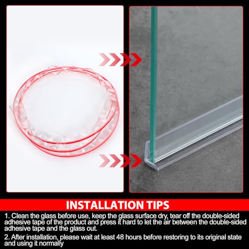 Newtay 2 Pcs Long Clear Vinyl L-Type Seal Strip with Pre-Applied Self Adhesive Shower Threshold Water Dam Barrier Bathroom Glass Door Seal Strip for Gap Frameless Shower Door - Image 5