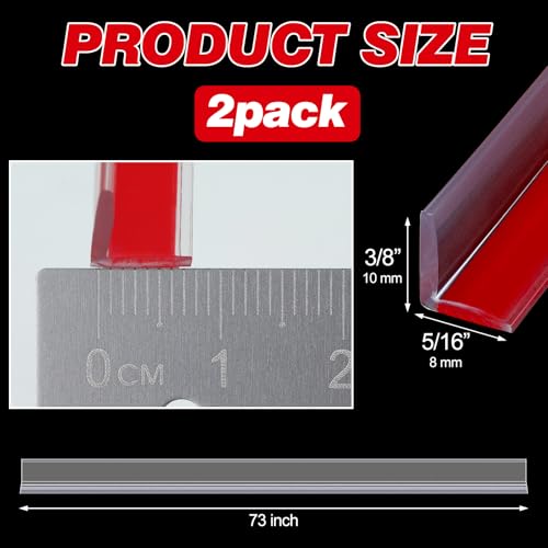 Newtay 2 Pcs Long Clear Vinyl L-Type Seal Strip with Pre-Applied Self Adhesive Shower Threshold Water Dam Barrier Bathroom Glass Door Seal Strip for Gap Frameless Shower Door - Image 2