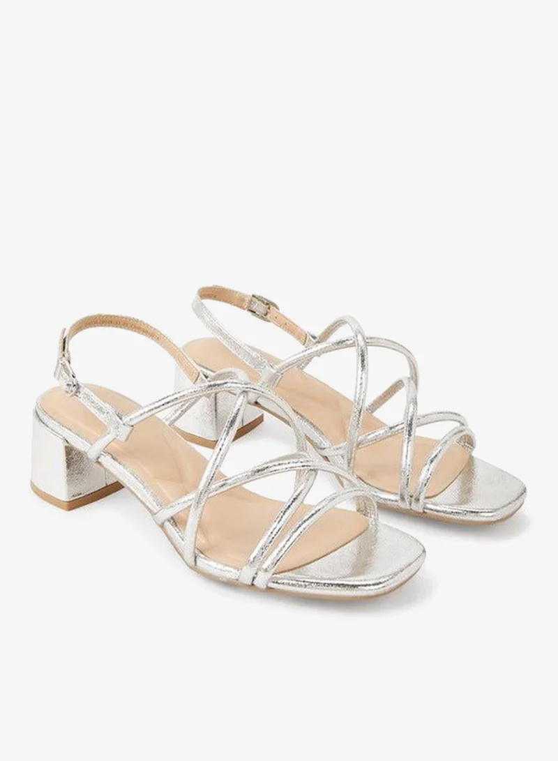 Celeste SILVER Women Strappy Block Heel Sandals for Women | Best Price UAE
