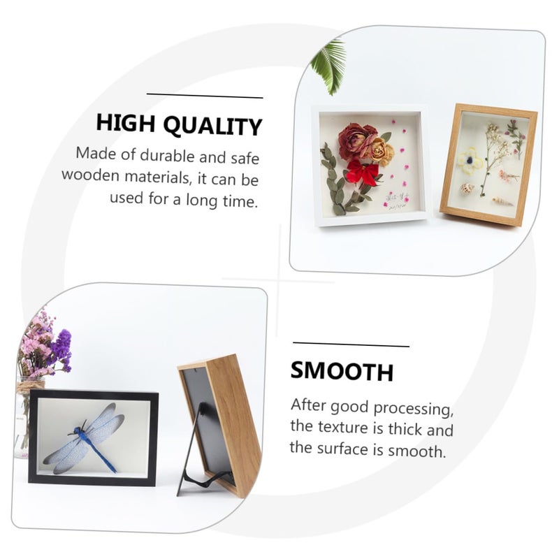 6 Inch Wooden Hollow 3D Quilling Photo Frame with Dried Plant Butterfly Specimen Home Decor - Image 5
