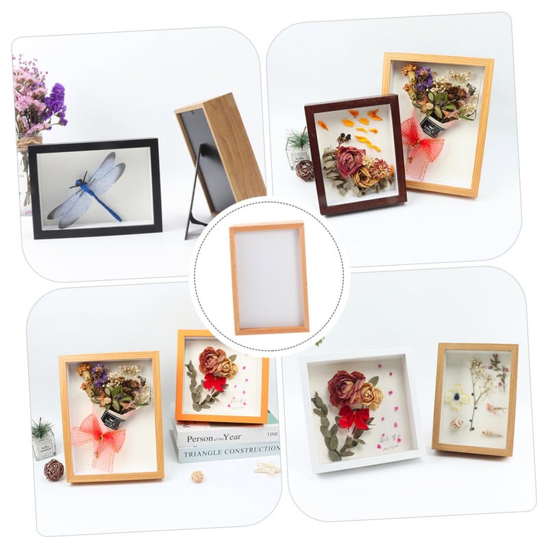 6 Inch Wooden Hollow 3D Quilling Photo Frame with Dried Plant Butterfly Specimen Home Decor - Image 4