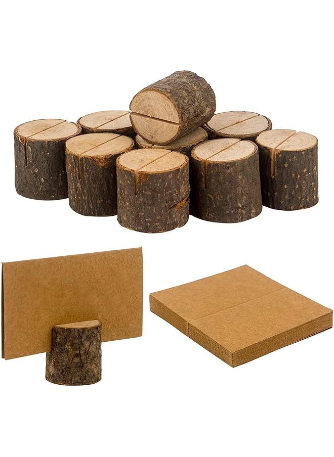 erorex Wood Place Card Holders 10 Pcs Premium Rustic Table Number Holders And 10 Pcs Kraft Table Place Cards Wood Photo Holders Ideal For Wedding Party Table Name And More  - Image 1