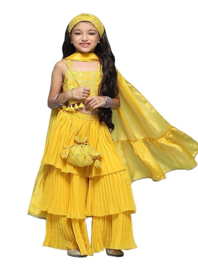 BIBA Polyester Girls Solid; Embroidred Short Kurta Set Kid(Kw5444_Yellow_11) - Image 1