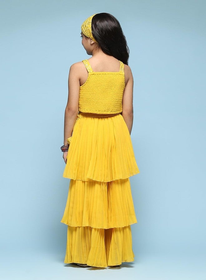 BIBA Polyester Girls Solid; Embroidred Short Kurta Set Kid(Kw5444_Yellow_11) - Image 5