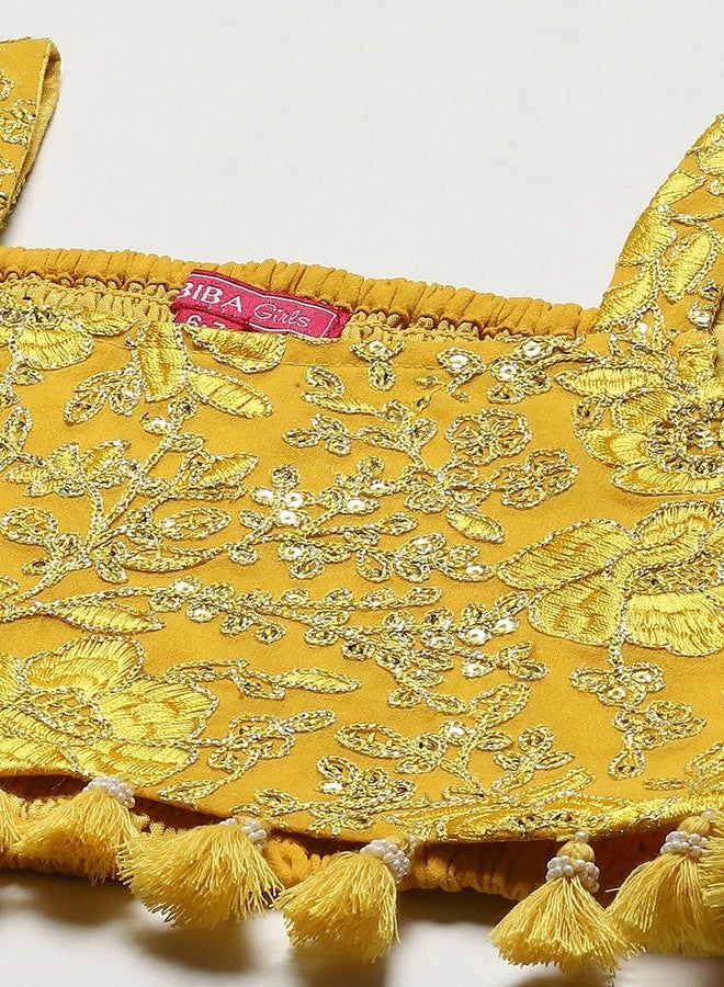 BIBA Polyester Girls Solid; Embroidred Short Kurta Set Kid(Kw5444_Yellow_11) - Image 2