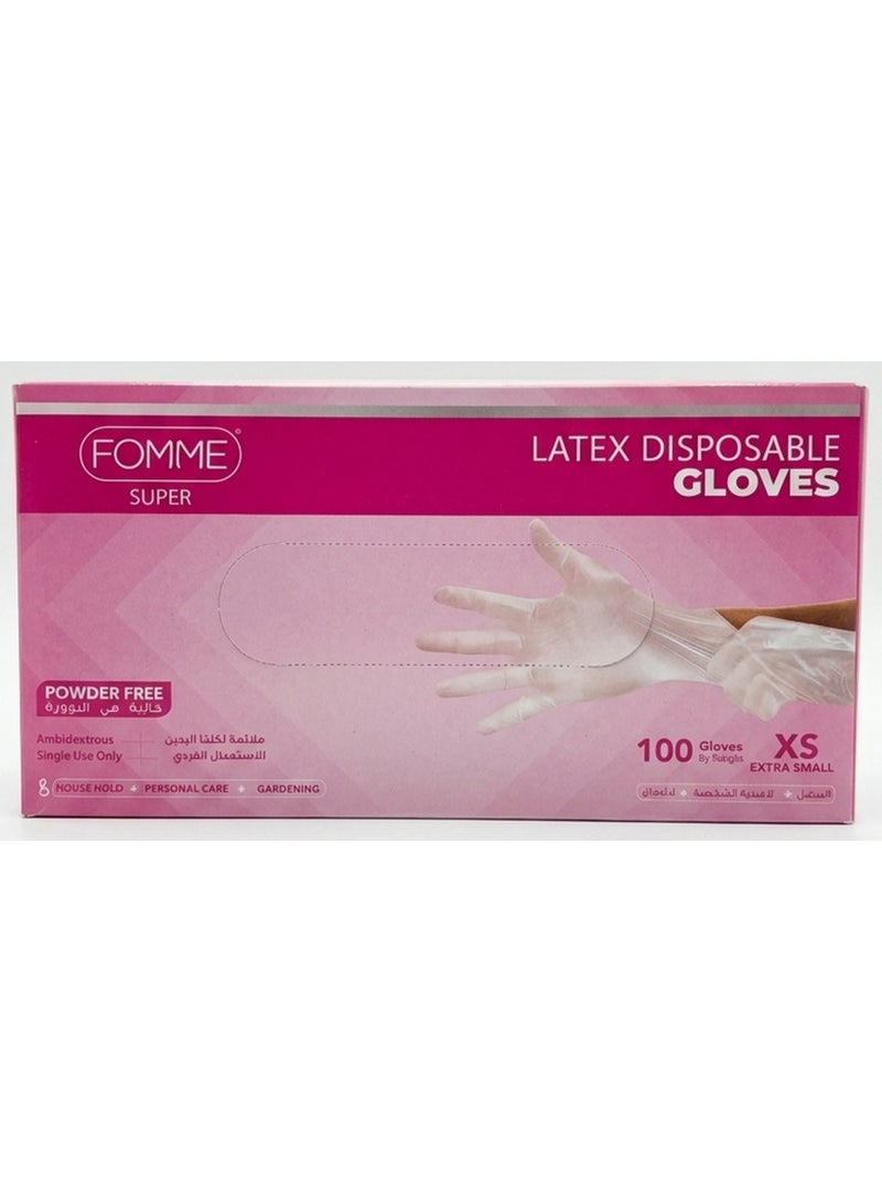 Super Latex Disposable Extra Small Gloves 100Pcs