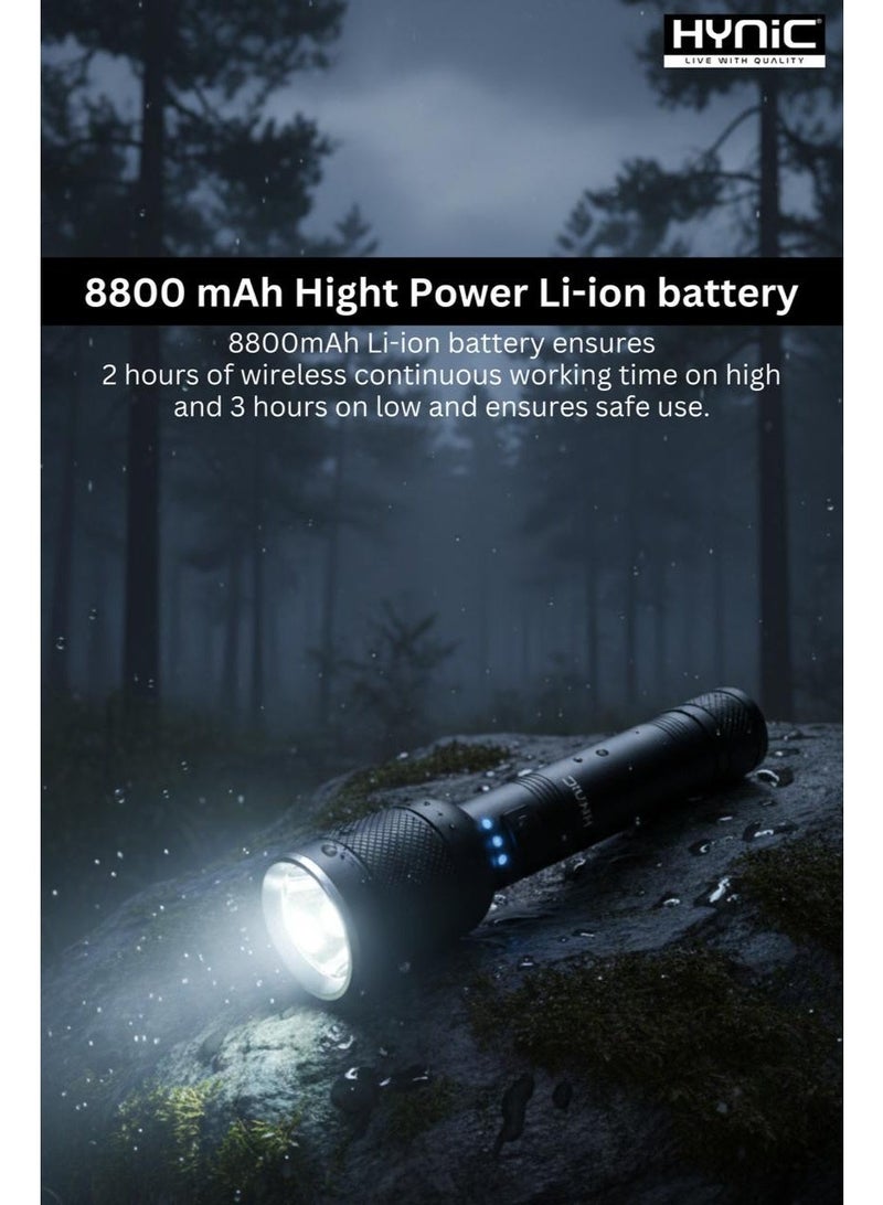 Hynic Ultra Bright LED Light – 1200 Lumens XHP70 Roundable Tactical Lamp with 8800mAh Rechargeable Battery - Image 2