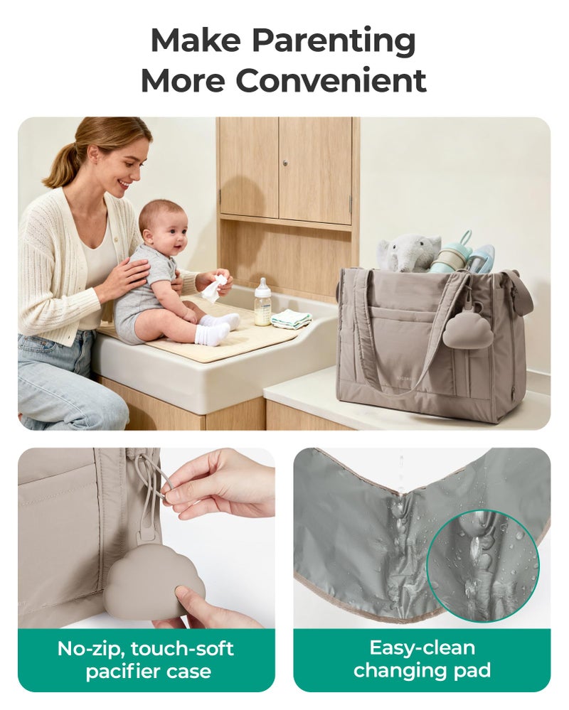 BAGSMART Diaper Bag Tote Puffer Tote Bag Lightweight Baby Bag with Insulated Pockets, Pacifier Case Stylish Multifunctional Hospital Bag for Labor and Delivery,Travel,Work - Image 5