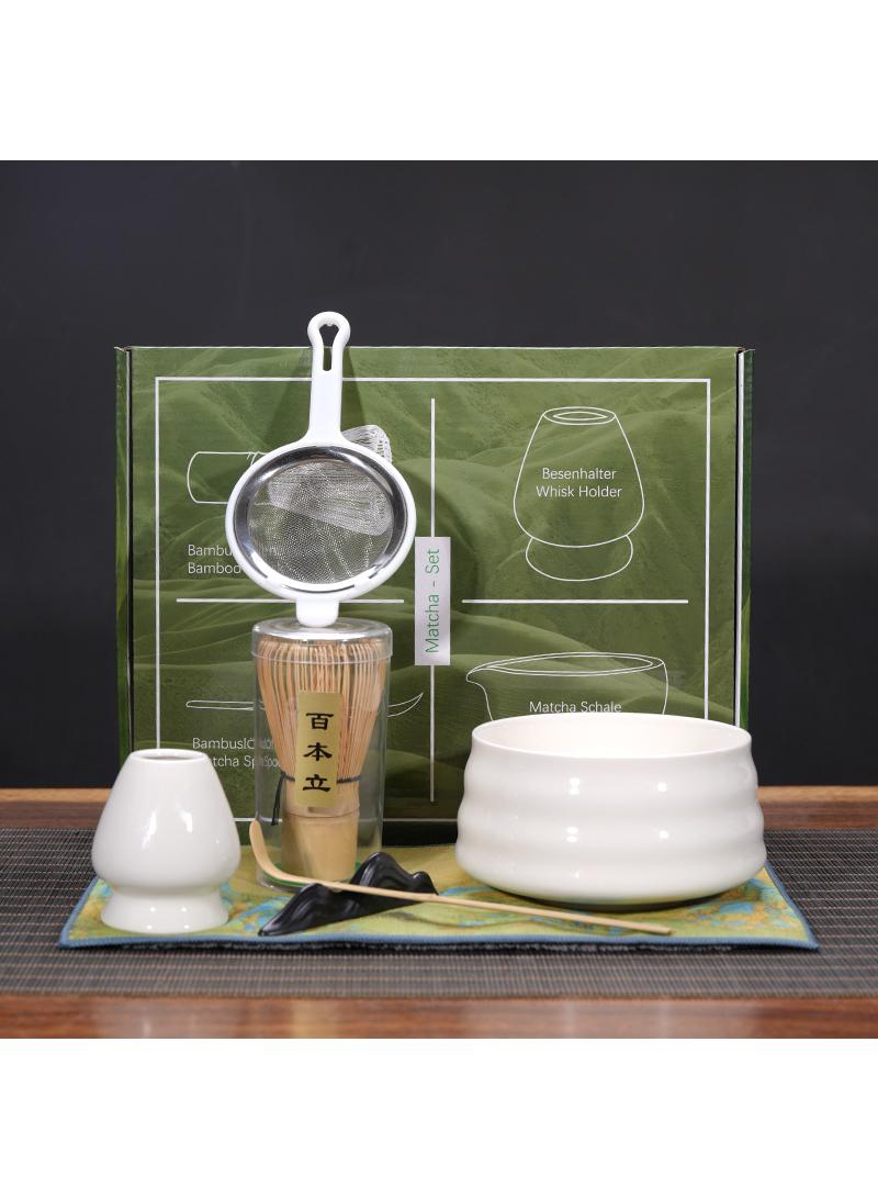 Bluejw Matcha Tea Set Japanese Matcha Tool, Handmade Matcha Ceremony Accessory 7PCS Traditional Matcha Whisk Holder Tea Making Kit Matcha Bowl Tea Scoop Bamboo Whisk Matcha Whisk Kit for Home Gift - Image 1