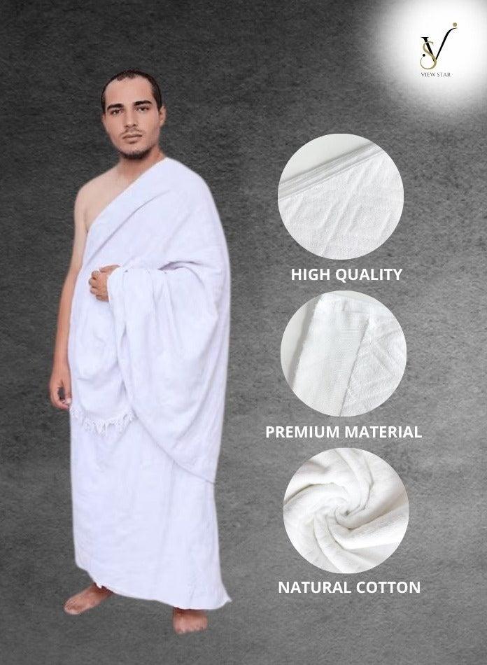Ahram Towel Set for Men – Soft Lightweight Cotton Blend with Built-in Belt Bag and Safety Pins – Comfort-Focused Hajj Umrah Pilgrimage Attire - Image 2