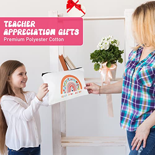Kajaia 12 Pcs Teacher Gifts Makeup Bags Teacher Appreciation Travel Toiletry Canvas Cosmetic Pencil Survival Kit Bag for Women Zipper Pouch Bag Thank You Gifts Bulk (Rainbow Heart) - Image 2