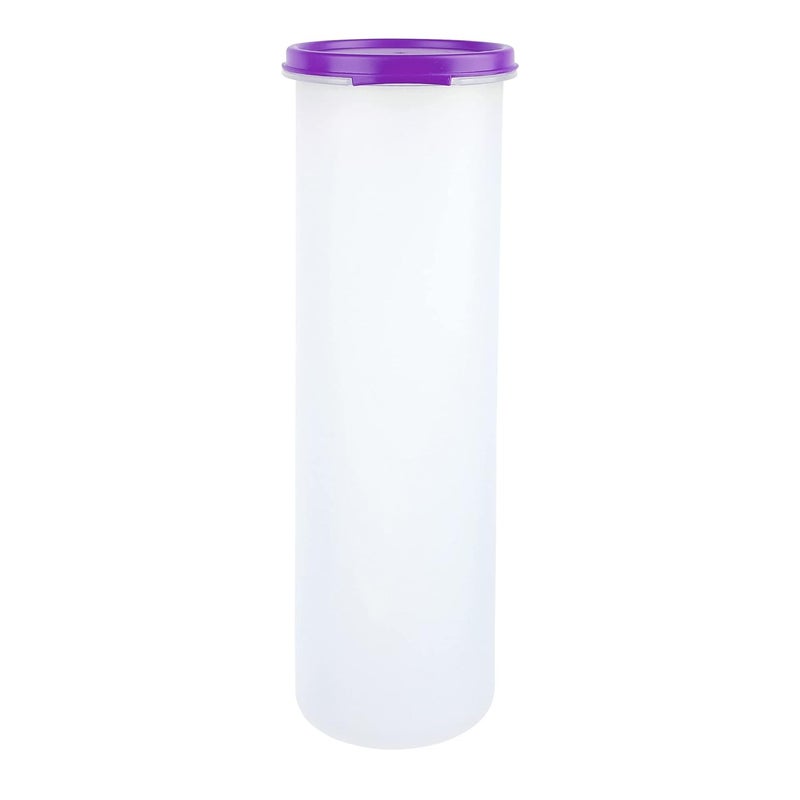 Cutting EDGE Smart Slim Storage Combo AirTight Leak Resistant Plastic Round Modular Container For Juice Snacks Cookie Wafer Chia Seed Stackable BPA Free Refrigerator Safe 1100ML Purple - Image 4