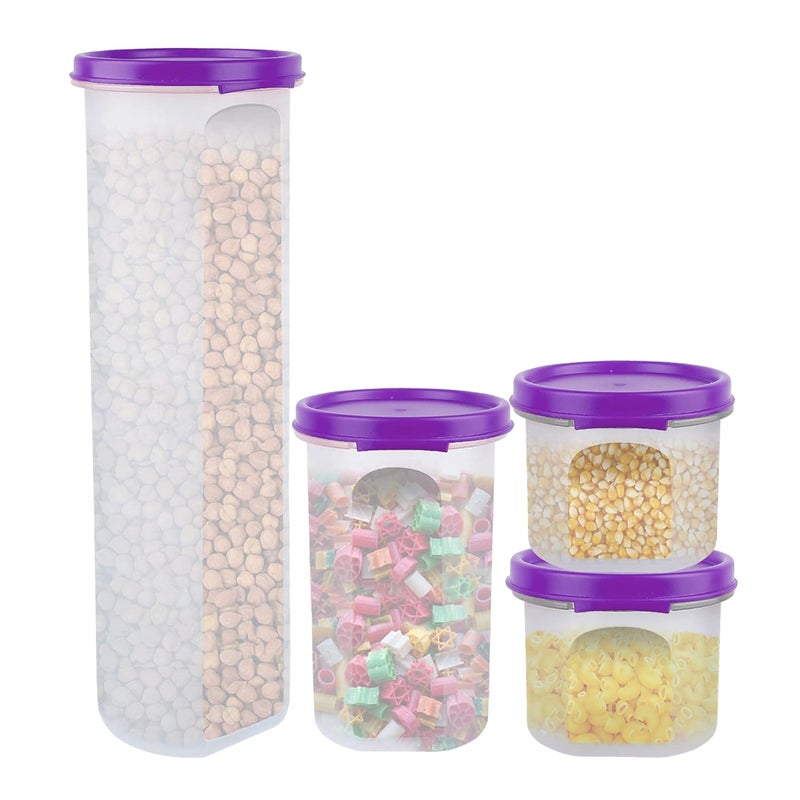 Cutting EDGE Smart Slim Storage Combo AirTight Leak Resistant Plastic Round Modular Container For Juice Snacks Cookie Wafer Chia Seed Stackable BPA Free Refrigerator Safe 1100ML Purple - Image 1