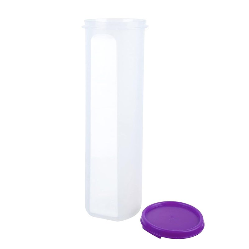 Cutting EDGE Smart Slim Storage Combo AirTight Leak Resistant Plastic Round Modular Container For Juice Snacks Cookie Wafer Chia Seed Stackable BPA Free Refrigerator Safe 1100ML Purple - Image 5