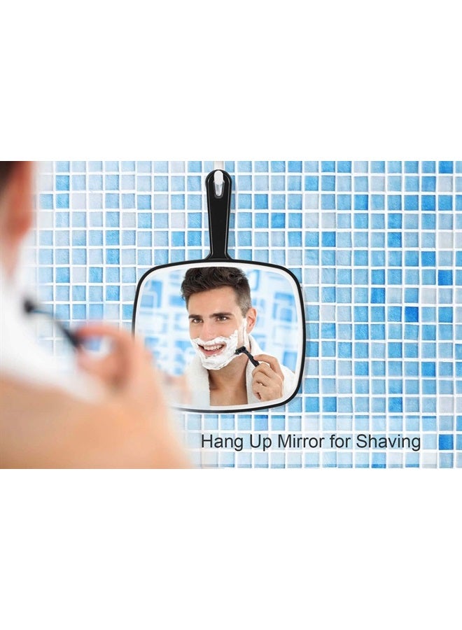 Hand Mirror, Extra Large Black Handheld Mirror with Handle, 9" W x 12.4" L