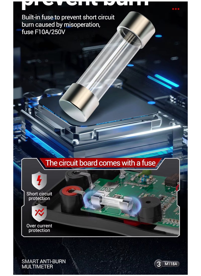 أنينج - ⭐ ANENG M118A Auto Ranging Digital Multimeter High-Accuracy TRMS 6000 Counts Voltage Current Ohm افوميتر ديجيتال عالي الجودة قياس الفولت والتيار والمكثفات والمقاومات وغيرها من المكونات الالكترونية مع كشاف اضاءة - Image 1