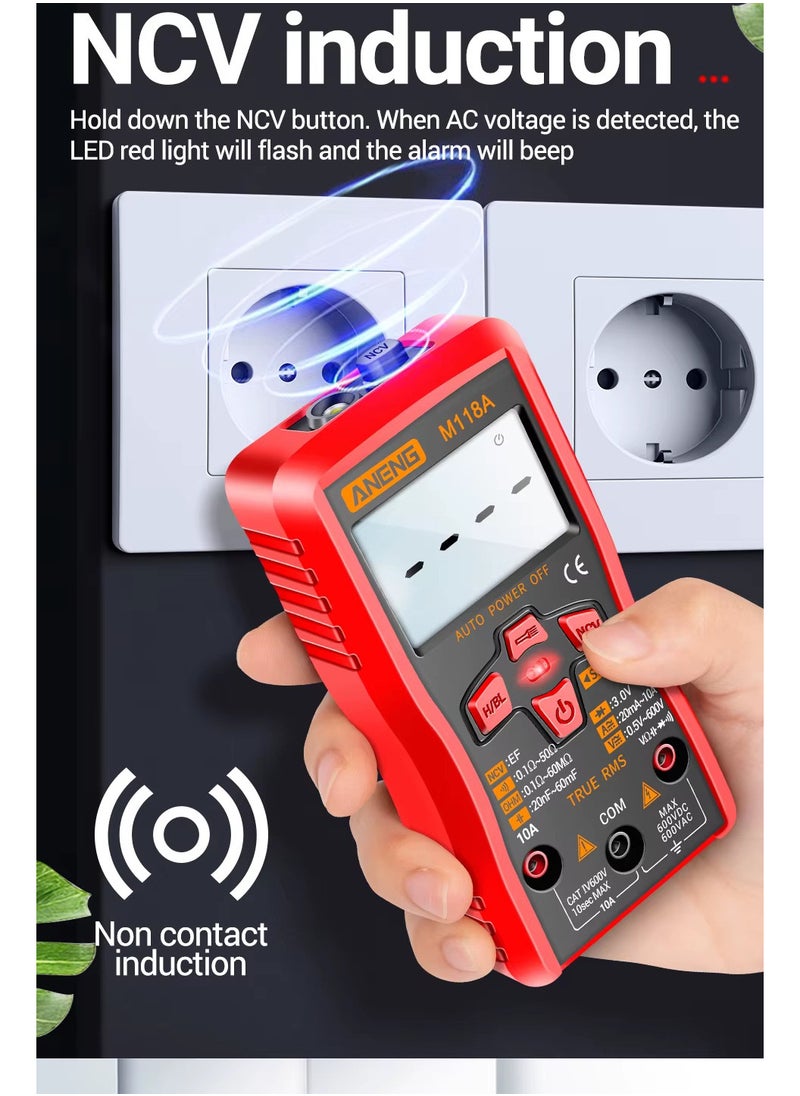 أنينج - ⭐ ANENG M118A Auto Ranging Digital Multimeter High-Accuracy TRMS 6000 Counts Voltage Current Ohm افوميتر ديجيتال عالي الجودة قياس الفولت والتيار والمكثفات والمقاومات وغيرها من المكونات الالكترونية مع كشاف اضاءة - Image 1