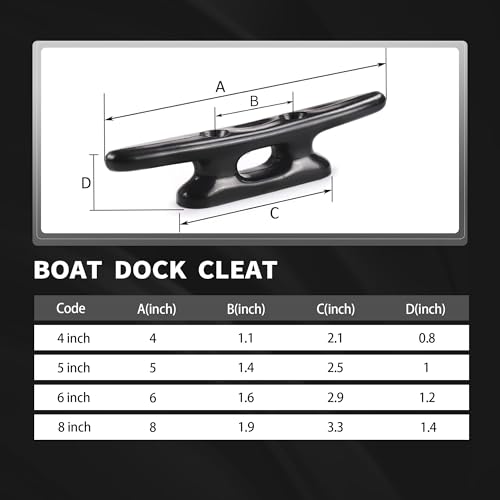 Laorde Nylon Boat Cleats Black, 4"/5"/6"/8", Marine Grade Dock Cleats for Rope, Kayak, Mooring, Canoe, Maritime Decor, Tie Down (4 inch 4 Pack) - Image 5