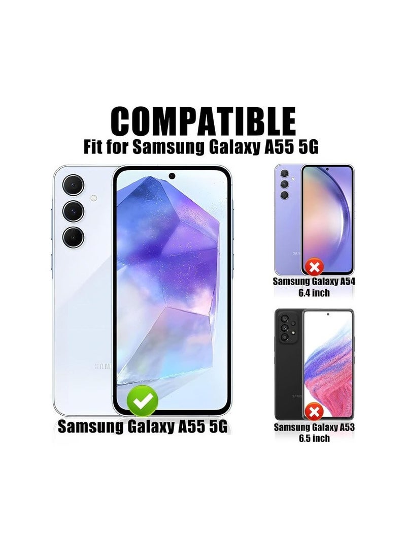 Generic - Samsung Galaxy A55 Privacy Screen Protector with Camera Lens Protector, Fingerprint Unlock Support,Touch Sensitive, Bubble Free 9H Hardness Anti-Scratch Screen Protector for Samsung A55 5G (2+2 Pack) - Image 1