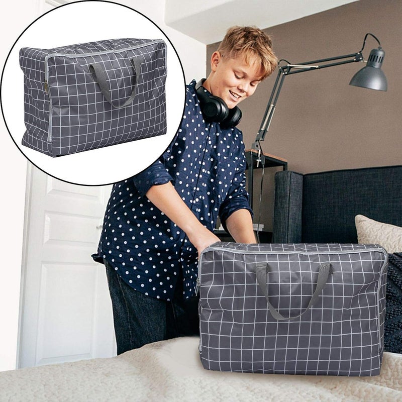 Bolsas para Guardar Cobijas Foldable Storage Bag Thick Fabric with Reinforced Handle for Comforters Blankets Bedding Pillow Foldable with Sturdy Zipper Grey Blanket Storage Bag - Image 4