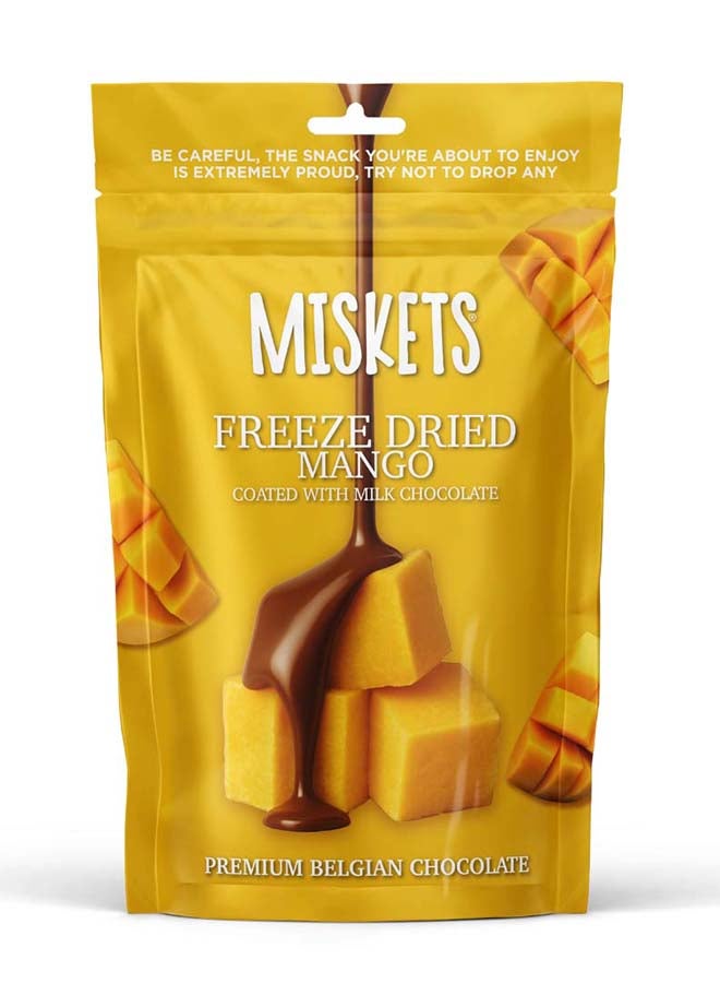 Miskets Belgian Milk Chocolate Coated Freeze Dried Mango, 80 gr - Image 1