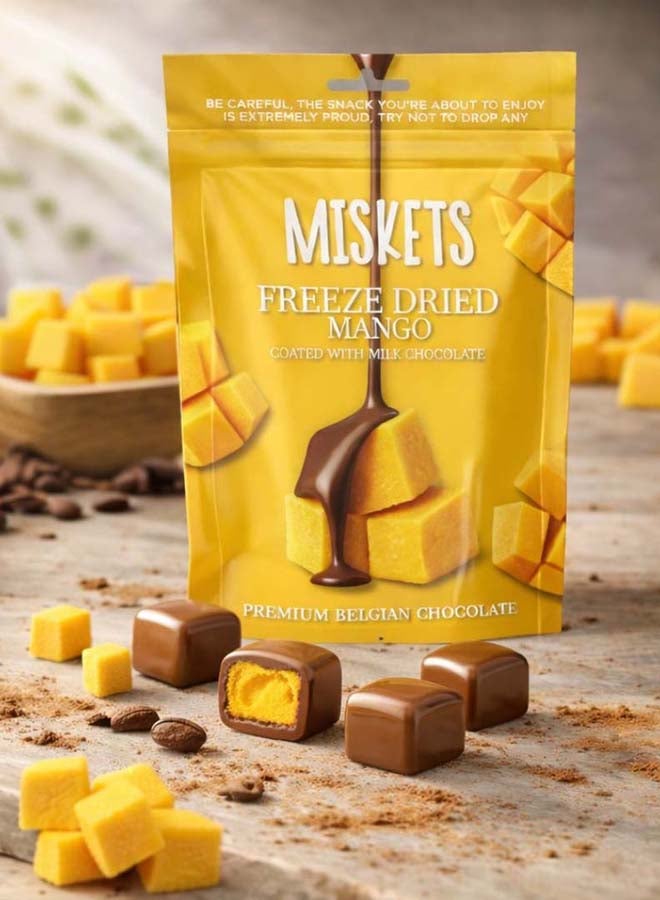 Miskets Belgian Milk Chocolate Coated Freeze Dried Mango, 80 gr - Image 2
