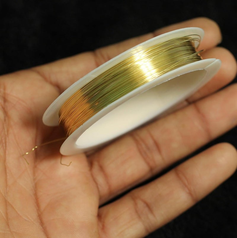 Kunjus Golden Metallic Copper Wire for Jewellery Making Materials Kit DIY Projects Pack of 1