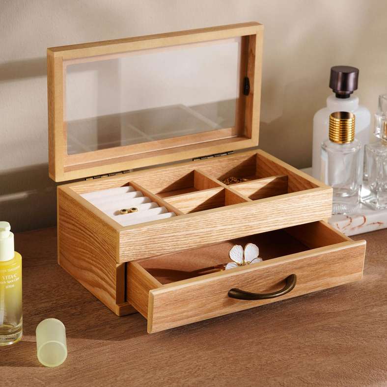 Woodland 2-Drawer Jewellery Box 25X16X11cm-Natural Gloss