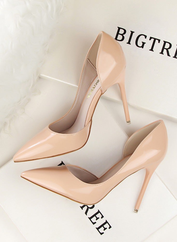 BIGTREE Women's Solid Color Fashionable Stiletto Pumps 10.5cm Elegant Gorgeous Closed Pointed Toe Slip On Solid High Heels Light Brown  - Image 3